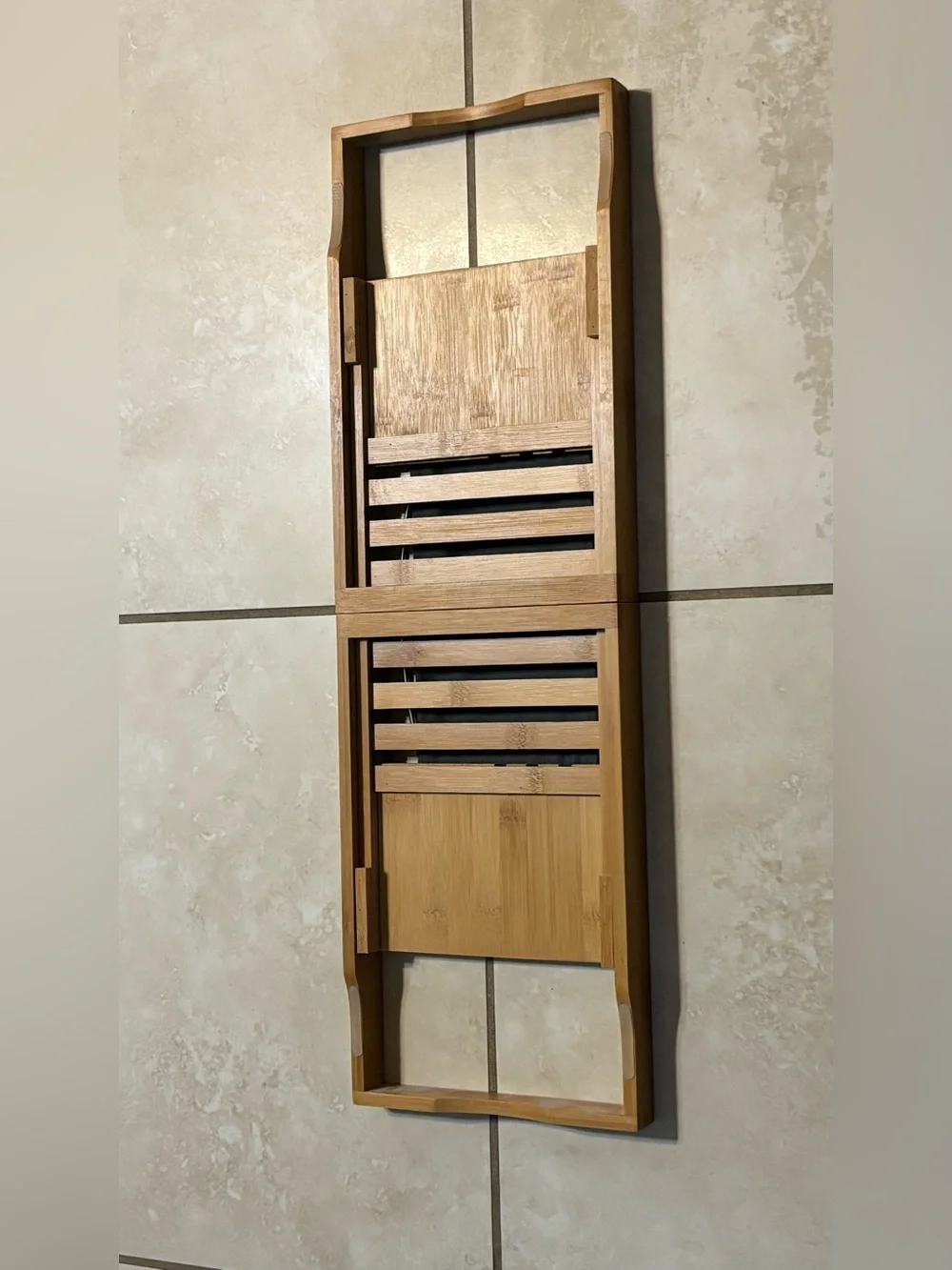 Bamboo Bath Caddy with Black Fabric Tray